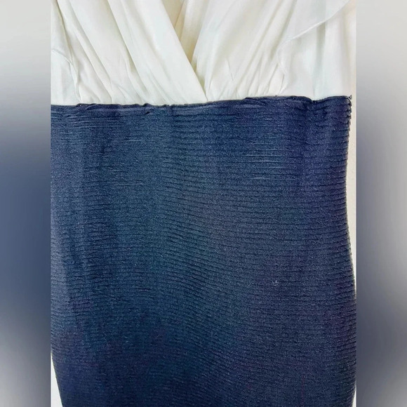 Enfocus Studio White and Black Sheath Dress with Ruched Top Open Ruffle Size 4 - Picture 4 of 9